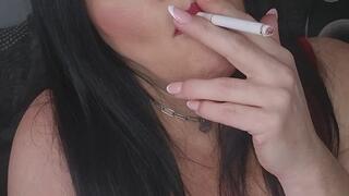 Smoking half naked this BBW MILF wants your cum