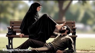 Arab Hijab Domination in Public 50+ Relentless Face Stomps