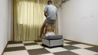 Shoulde ride and ponyplay with a nurse uniform girl in home #AS046