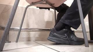 Taking off my shoes and socks at the restaurant