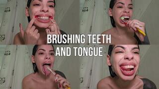 brushing teeth and tongue