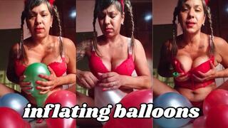 MILF Inflating and Popping Balloons with Her Huge Breasts