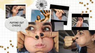 Puffing out my cheeks with my breath playing