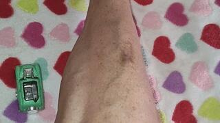 Giantess using her legs as a bridge