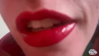 Red Lipstick Close Up Kissing The Camera 4k HD