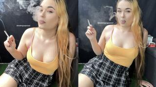 Sexy smoking in a tight top and a miniskirt - Smoking fetish - smokingrapunzel
