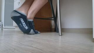 Quiet Office Moment â€“ Grey Socks are Coming off... Bare Feet Unnoticed Under the Desk ðŸ‘€