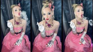 Addicted Queen Chain smokes marlboro red in silk