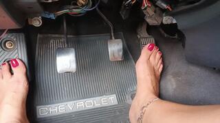 Using my bare feet to pump and accelerate car pedals (3)