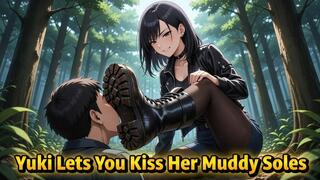 Forest Boot Worship - Mistress Yuki Lets You Kiss Her Muddy Soles