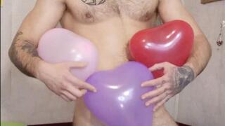 Huge jock and vulnerable balloons
