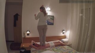 Barefoot Hotel Bed Trampling Full Weight Slave