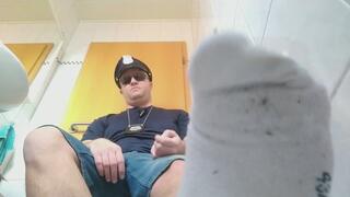 I am a giant police officer and you tiny drove to fast. You have to take care of my giant feet or you will go into jail.