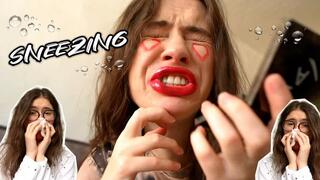 Cute Camgirl Intense Wet Sneezes POV In Your Face