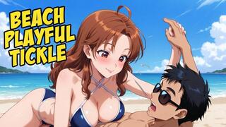 Playful Erotic Tickling At The Beach - Femdom Scribble & Handjob & Hard Fuck Cum