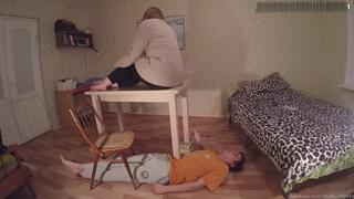 Table Leg Stomach Pressure Weight Sit Unbound Slave