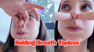 Holding My Breath Topless - puffing out cheeks