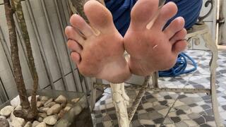 dirty soles with sweat and foot odor