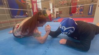 Saskia v The Masked Rider Arm Wrestle