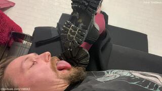 Make My slave swallow muddy melting snow from My boots soles