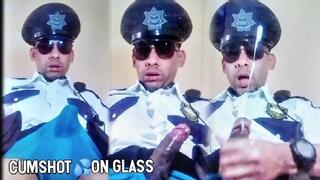 PoliciaUniform 9 UNDERWEAR VERDE 3 CUMSHOT On GLASS Lechazo sobre un vidrio Cum Speedo Briefs Police Cop Uniforme