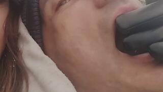 Goddess Victoria chasing Prince, catching him, gaging him WINTER OUTDOOR EDITION