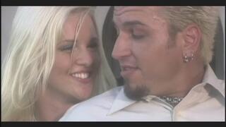 Marvellous blonde with big tits sucks cock and gets it deeply inside in the yard