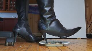 Pointy chaps Boots under desk