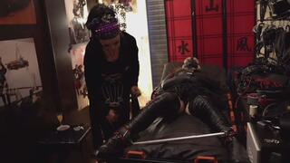 Captivating Afternoon with Mistress Morgana â€“ Bolero Straitjacket, Spreader Bar, Stuffed & Tape-Gagged with Face Mask