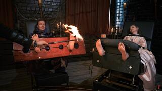 Double Bastinado in Renaissance Style - 200 Blows for Each Girl with an Elastic Branch + Additional Torch Strikes (UHD 4K MP4)