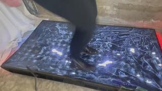 Part 2 I Destroy a 75 inch Ambilight Phillips TV Like It is Nothing with heels and remote