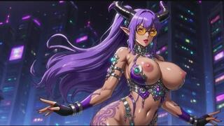 142. super demon ninja cyberpunk girl (Ai animation)