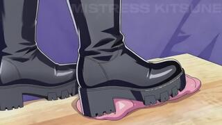 Nataly Grinds Your Cock Flat - Femdom Cock Trampling in Platform Boots Animation