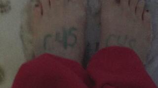 WRITING IN THE SNOW WITH MY TOE