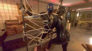 Latex Rope Orgasm Control in a Dungeon