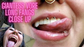 Big woman with fangs eat you! Throat sounds close up