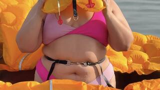 Airplane Life Vest Inflation and Float in a Hot Spring