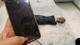 hh3-Vibrating egg, gag, duct tape wrapped around body