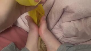 Cute girl throws up into bag then plays with bag of vomit with her feet (+ bonus throw up clip!)