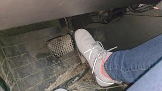 Morning commute in white Xero sneakers and socks