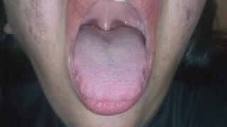 Thirsty Panting. Tongue Out Close Up