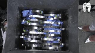 Soccer ball goes into the shredder