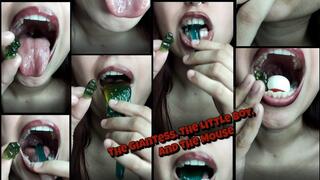 The giantess, the tiny guy and the big gummy mouse