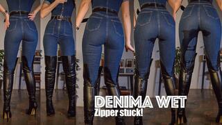 Zipper stuck in my new jeans jumpsuit! Have to wet myself