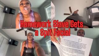 Homework slave gets a spit facial: Hottest girl in school spits in your face to teach a lesson because you failed and got a B on her homework.