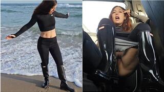 Extremely Boot Passion! Outdoor beach and car
