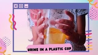 Urine in a plastic cup