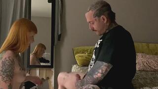 Tattooed Redhead Facefucked and Squirts