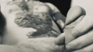 Tattooed Slow Motion Jack Off Black and White