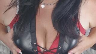 BBW LEATHER & NYLON SMOKING TEASE WITH DLDO RIDING AND DIRTY TALK